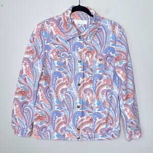 Escada Paisley Print Button Up Cotton Stretch Jacket Size 42 US 12/L Art to Wear